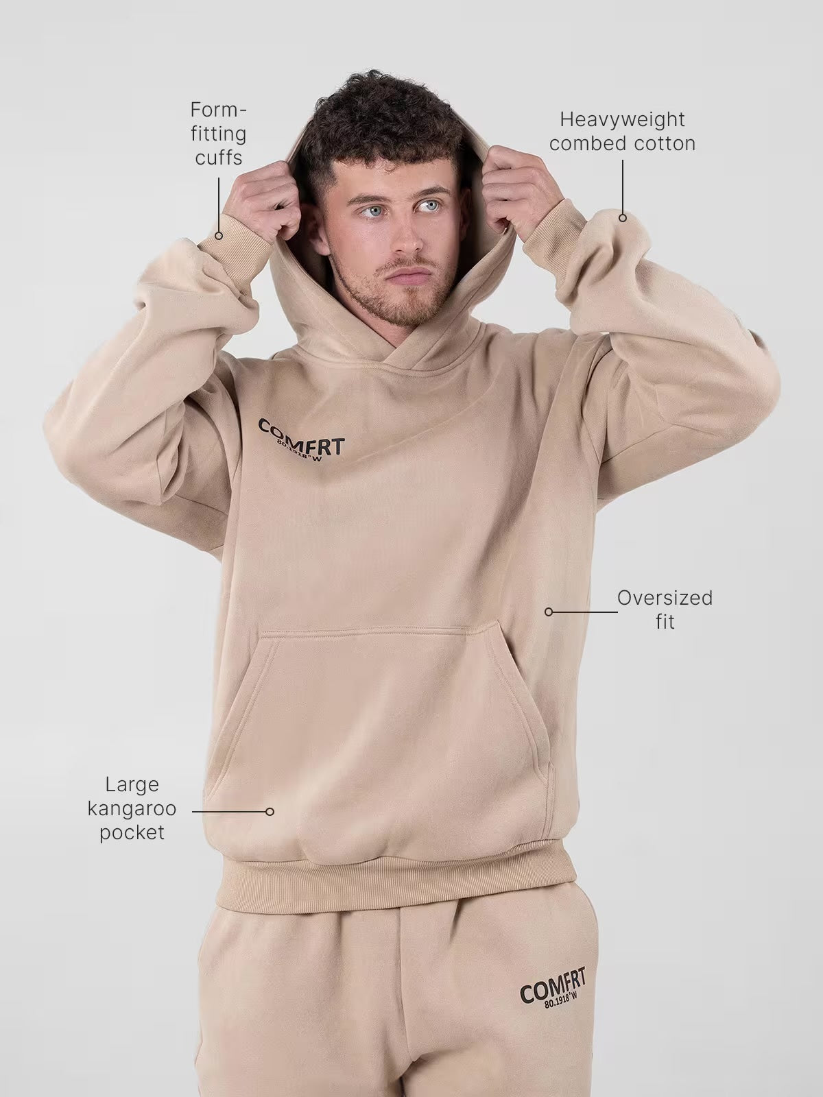 Comfrt Coordinate Hoodie in sand